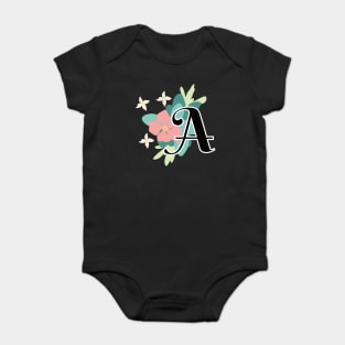 Flower A Initial Baby Bodysuit